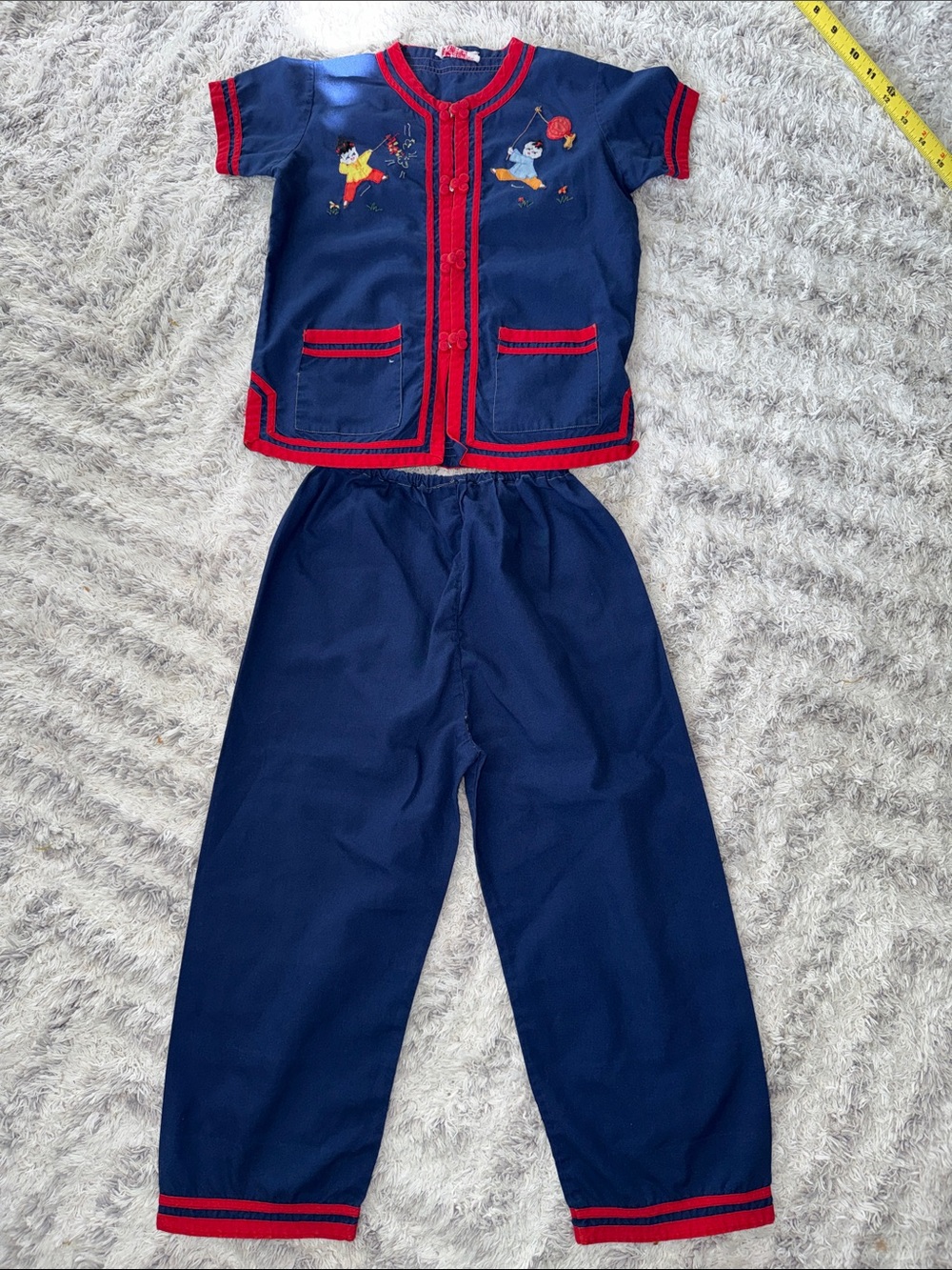 4T Vintage 80s children's traditional Chinese pajama/loungewear set